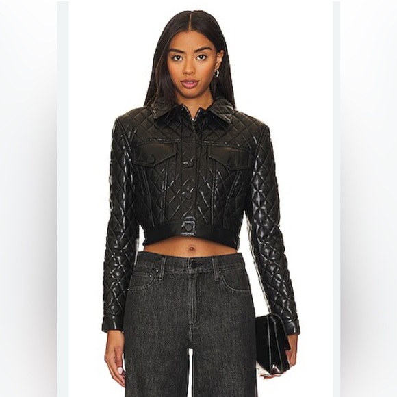 Alice + Olivia Jackets & Blazers - Alice + Olivia - Women’s - Chloe Vegan Quilted Boxy Crop Jacket - Size: Small